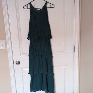 Teal Tiered Maxi Dress - Sleeveless Layered Evening Gown